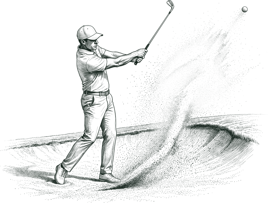 Golfer blasting out of a bunker